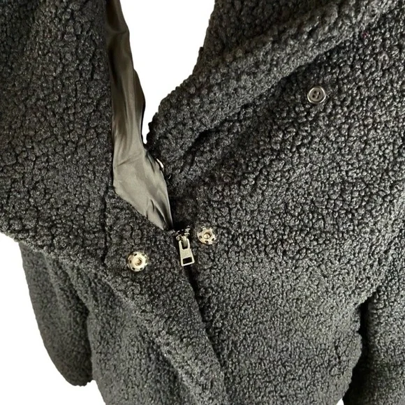 Cuddl Duds Black Curly Sherpa Shawl Collar Coat Sz XL - Picture 4 of 10